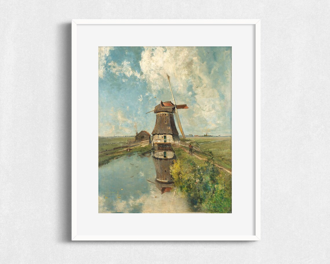 Landscape With Windmill, Abstract Wall Art Print - Image 2