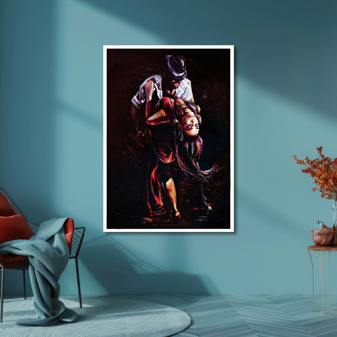Passionate Tango Dancers Dramatic Dark Painting Dance Poster - Image 3
