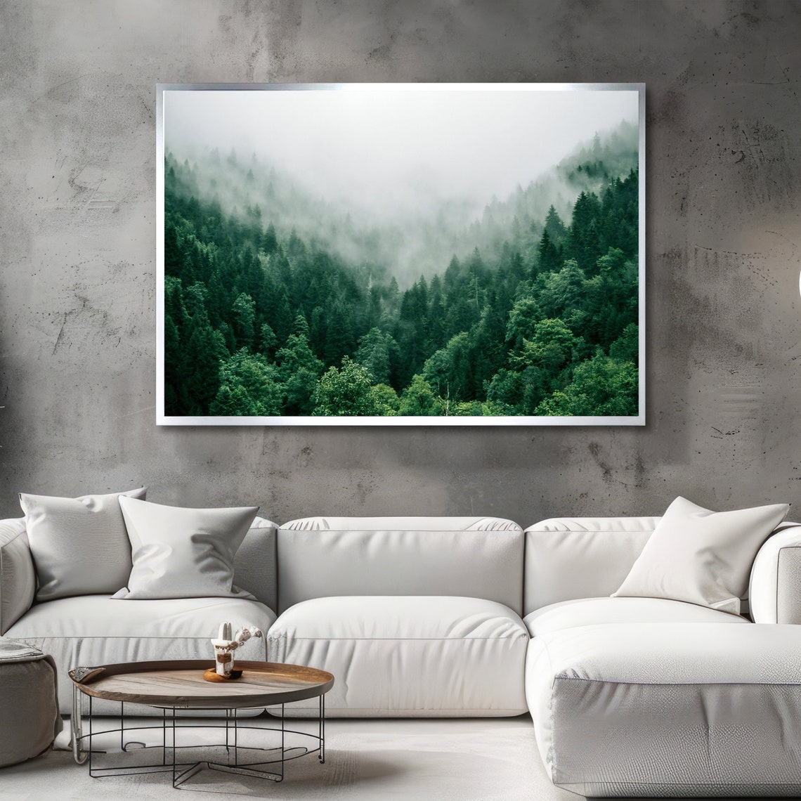 Enchanted Forest Mist Serene Nature Art Misty Forest Landscape Ready To Hang - Image 2