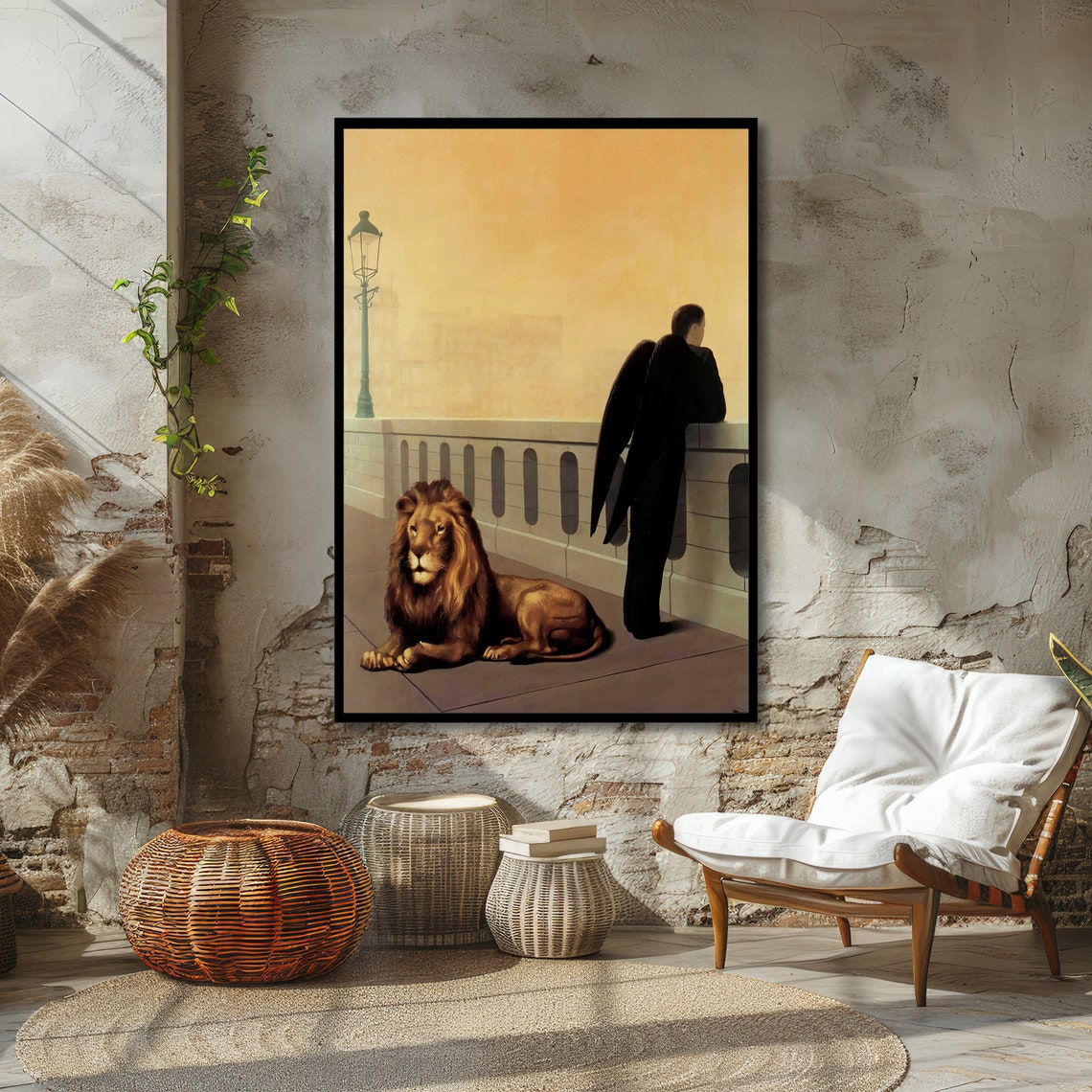 The Black Angel Winged Man and Lion on the Golden Bridge Poster - Image 4