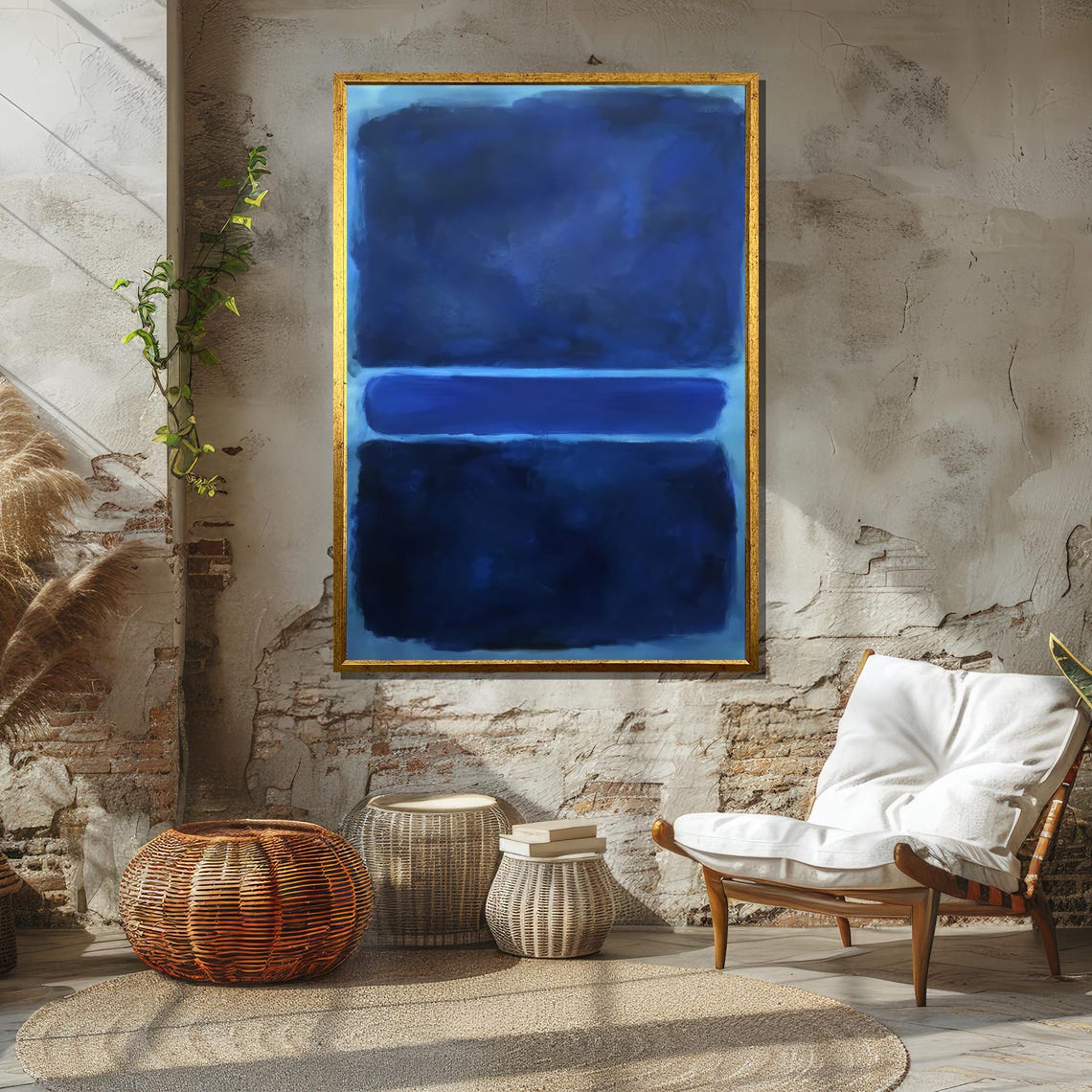 Deep Blue Abstract Color Field Painting Modern Minimalist Art Poster - Image 2