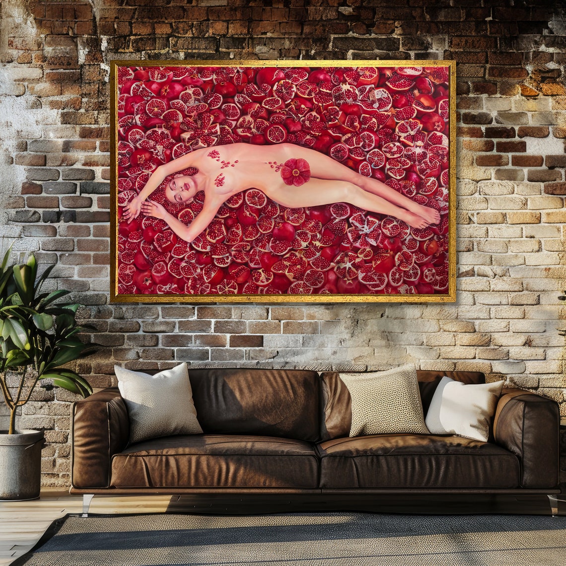 Pomegranate Woman Sensual Nude Fruit Still Life Artwork Poster - Image 4