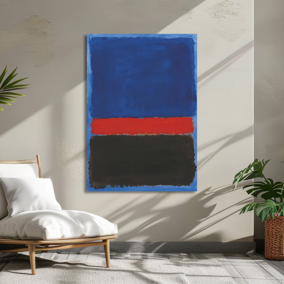 Cobalt Blue Red and Black Rothko-Inspired Color Block Poster - Image 3