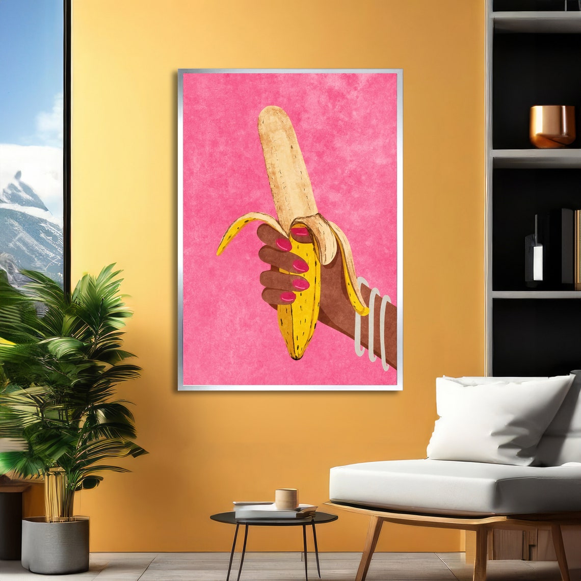 Banana Pop Art Bold Hand Holding Banana Fun Wall Decor Ready To Hang - Image 2
