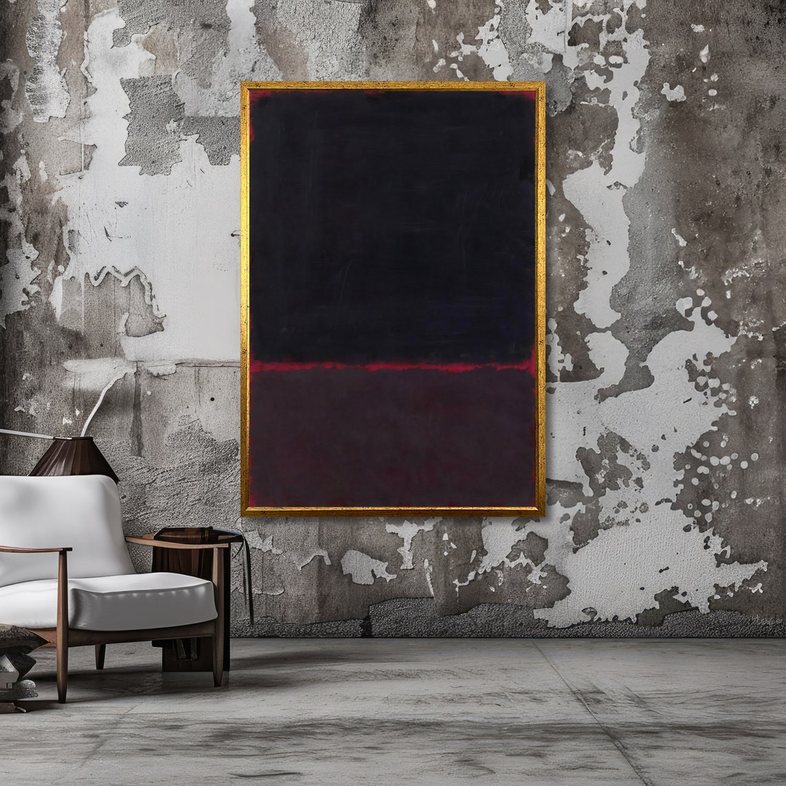 Midnight Black and Crimson Abstract Poster in Rothko Color Field Style - Image 3