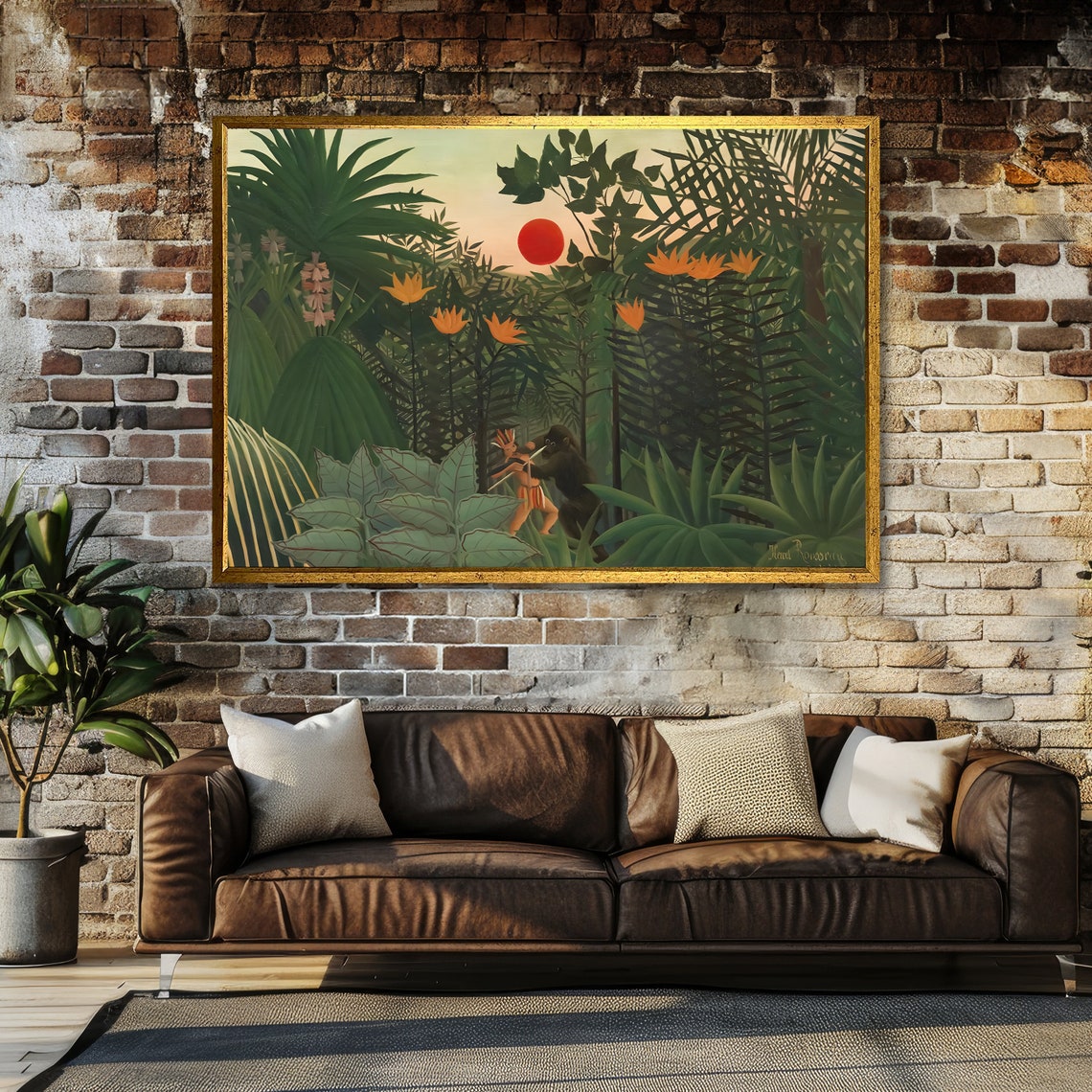 Exotic Jungle At Sunset Rousseau Art Print Primitivism Masterpiece Ready To Hang Decoration - Image 3