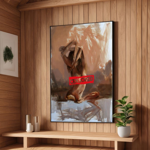 Abstract Nude Art Sensual Female Figure Erotic Wall Decor Ready To Hang