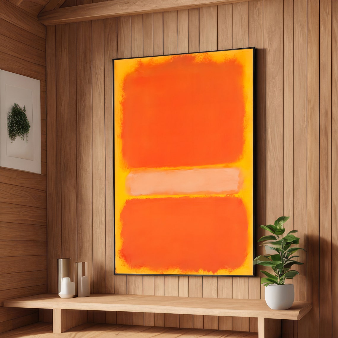 Fiery Tangerine on Golden Yellow Rothko Style Abstract Poster