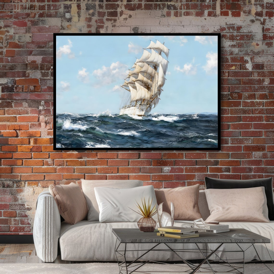 Sail Of Dreams Nautical Art Sailing Ship Painting Ocean Wall Decor Ready To Hang - Image 4
