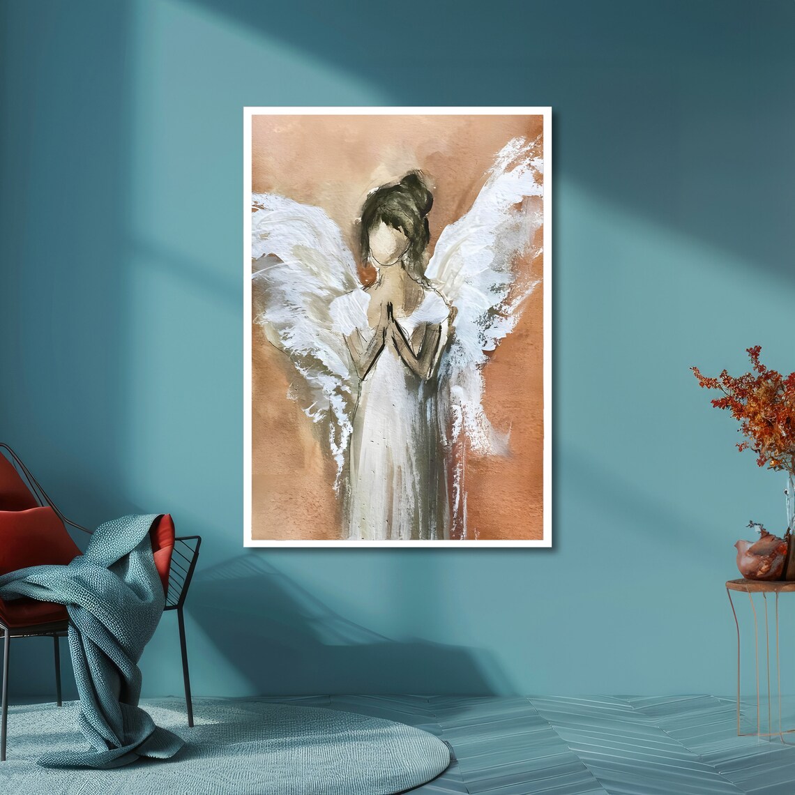 Guardian Angel Serene Watercolor Wings Heavenly Peaceful Art Poster - Image 3