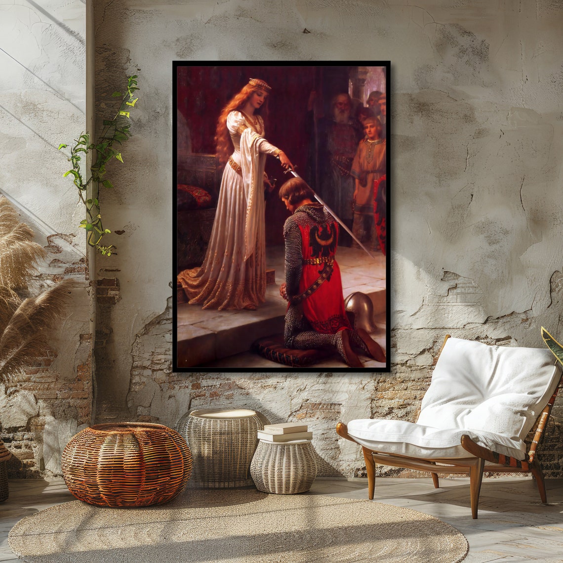 The Accolade Knighting Ceremony Leighton Medieval Chivalry Art Poster - Image 4