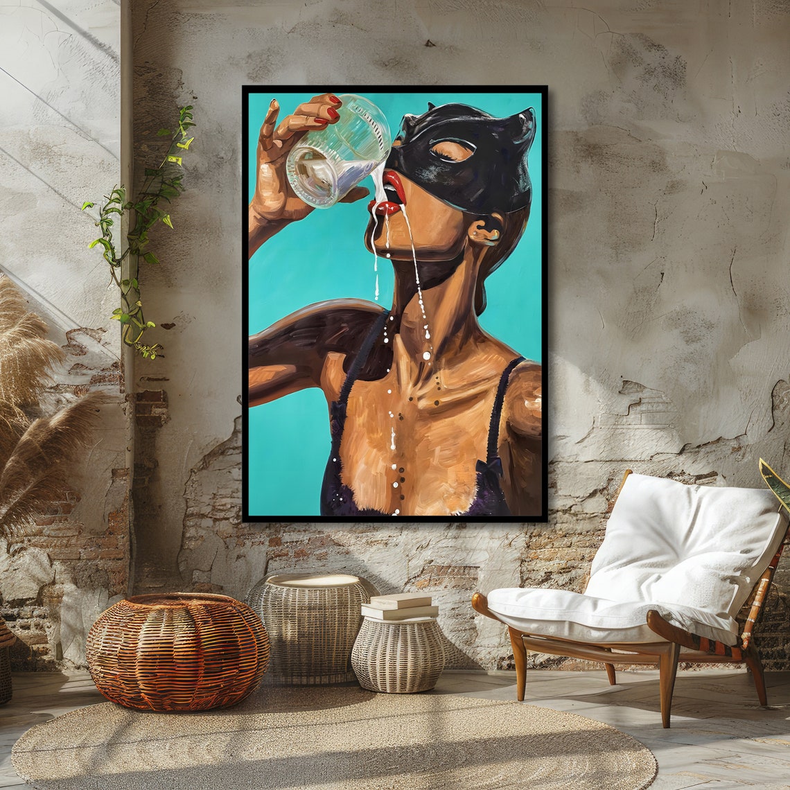 Erotic Catwoman Art Sensual Pop Art Milk Fantasy Bold Erotic Decor Ready To Hang - Image 4