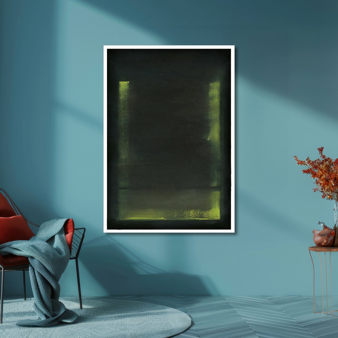 Subtle Dark Green Glow on Black Rothko Style Abstract Poster - Image 5