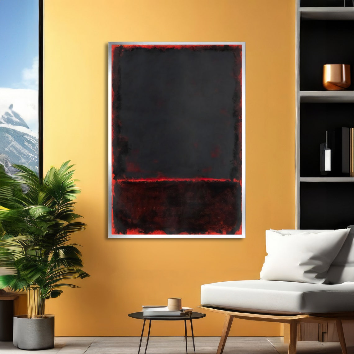 Dark Red and Black Rothko-Inspired Dramatic Color Field Poster - Image 5