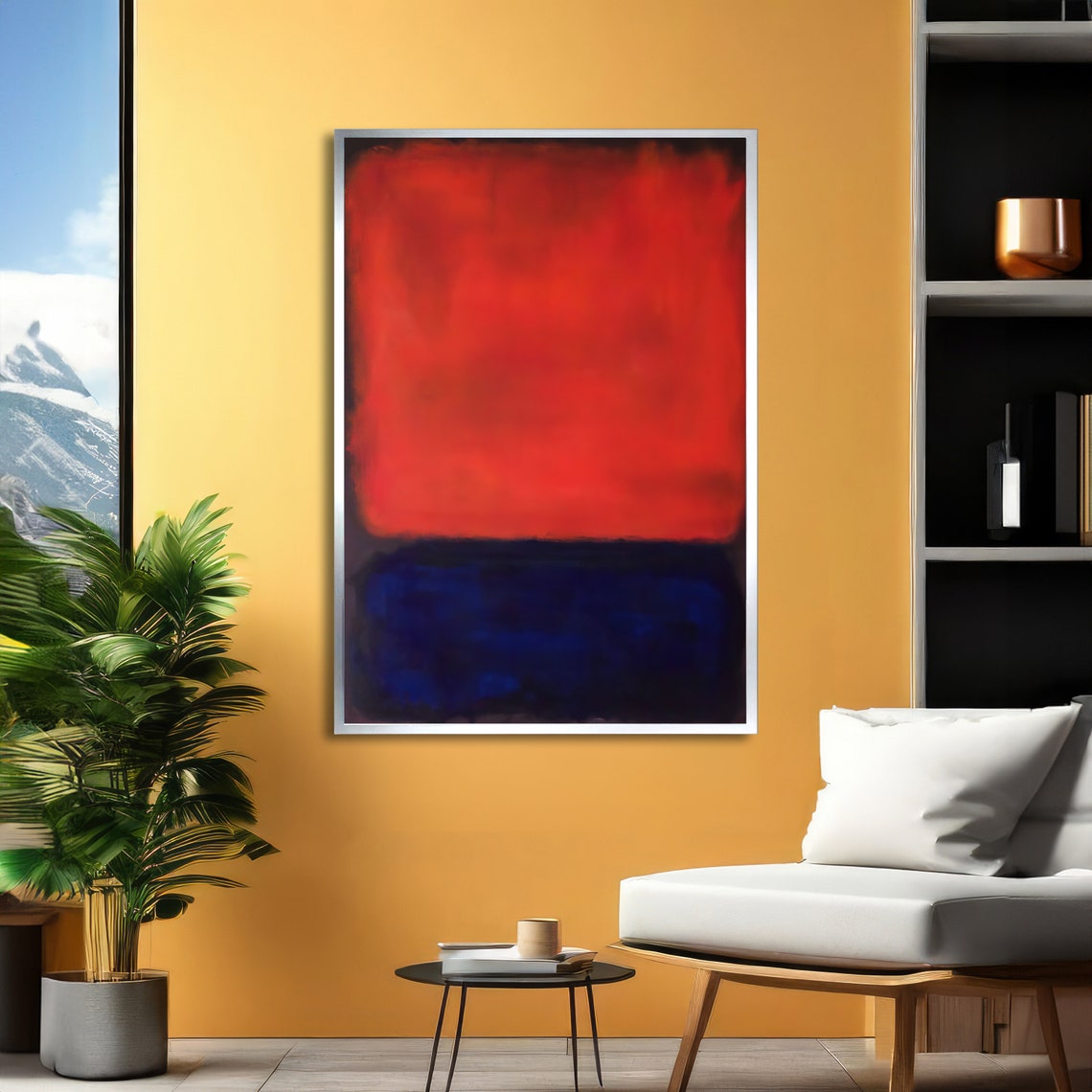 Fiery Red and Deep Blue Rothko-Inspired Color Field Art Poster - Image 3