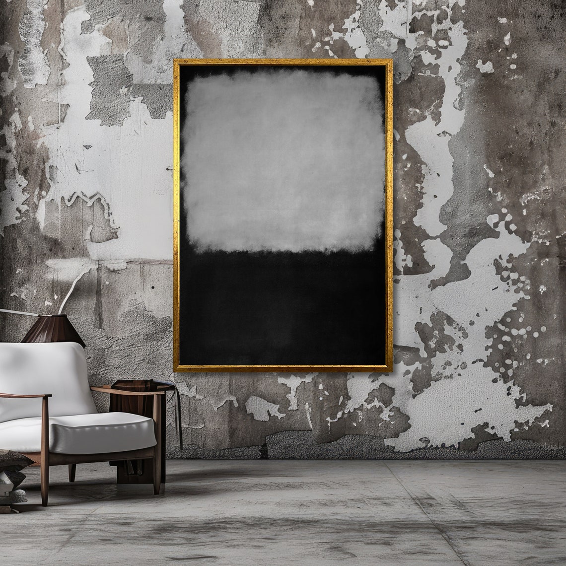 Monochrome Black and White Abstract Poster in Bold Rothko Style - Image 3