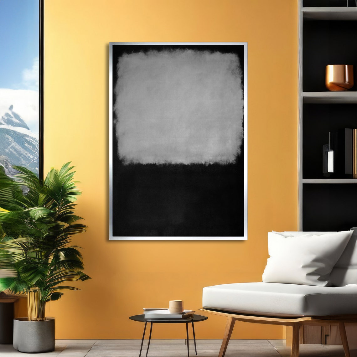Monochrome Black and White Abstract Poster in Bold Rothko Style - Image 2