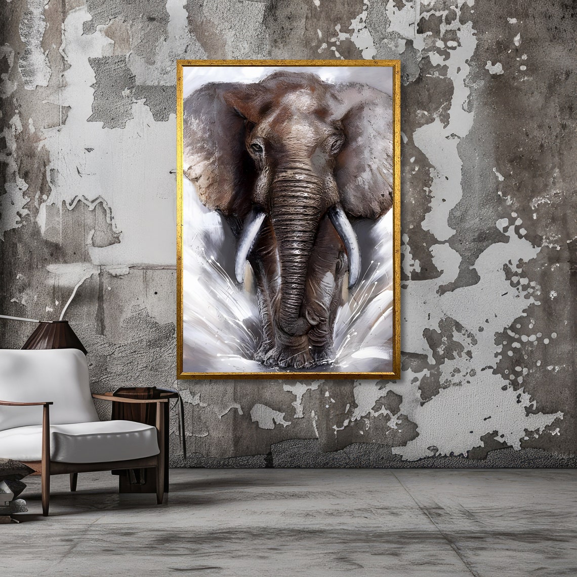 Thunderous African Elephant Charging Forward Wildlife Wall Poster - Image 3