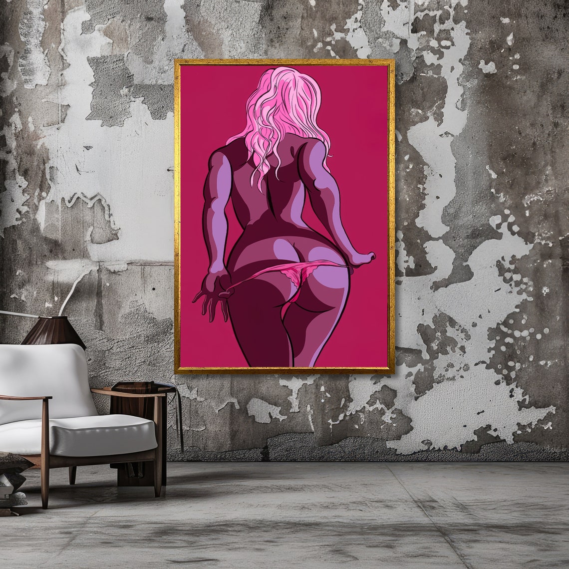 Pink Sensation Erotic Art Sexy Wall Bold Nude Print Ready To Hang Modern Bedroom Decor - Image 6
