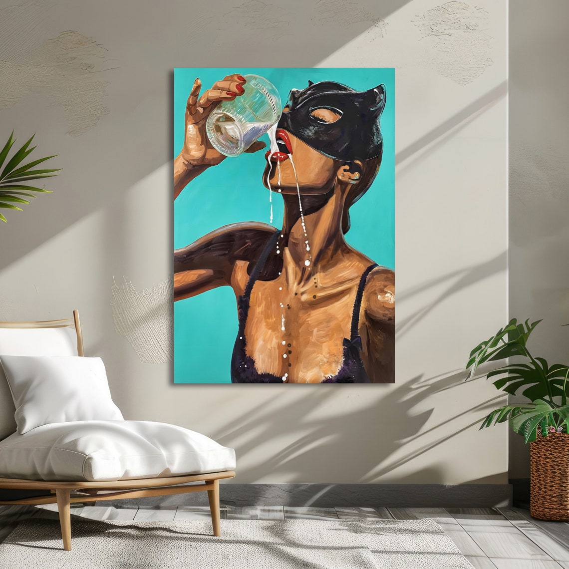 Erotic Catwoman Art Sensual Pop Art Milk Fantasy Bold Erotic Decor Ready To Hang - Image 5