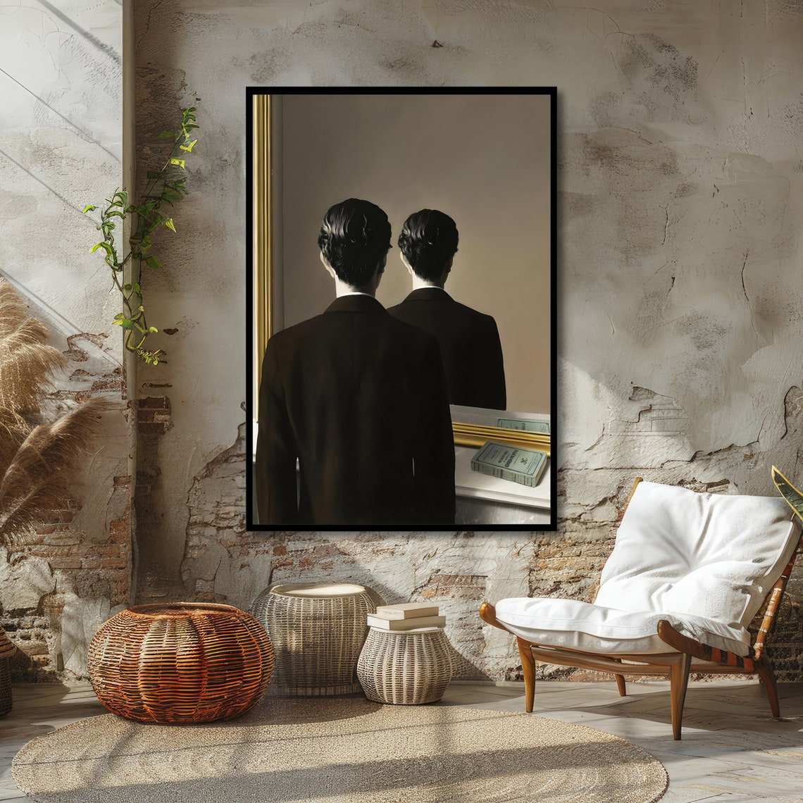 Magritte Not to Be Reproduced Man Facing Mirror Surreal Poster - Image 4