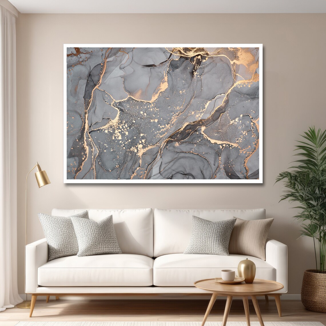 Abstract Gold And Grey Marble Art Luxury Marble Elegant Wall Decor Ready To Hang - Image 6