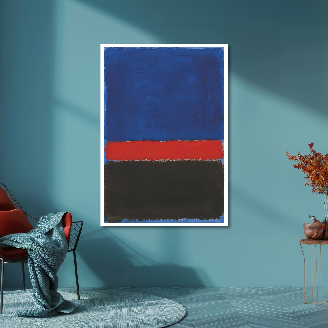 Cobalt Blue Red and Black Rothko-Inspired Color Block Poster - Image 5