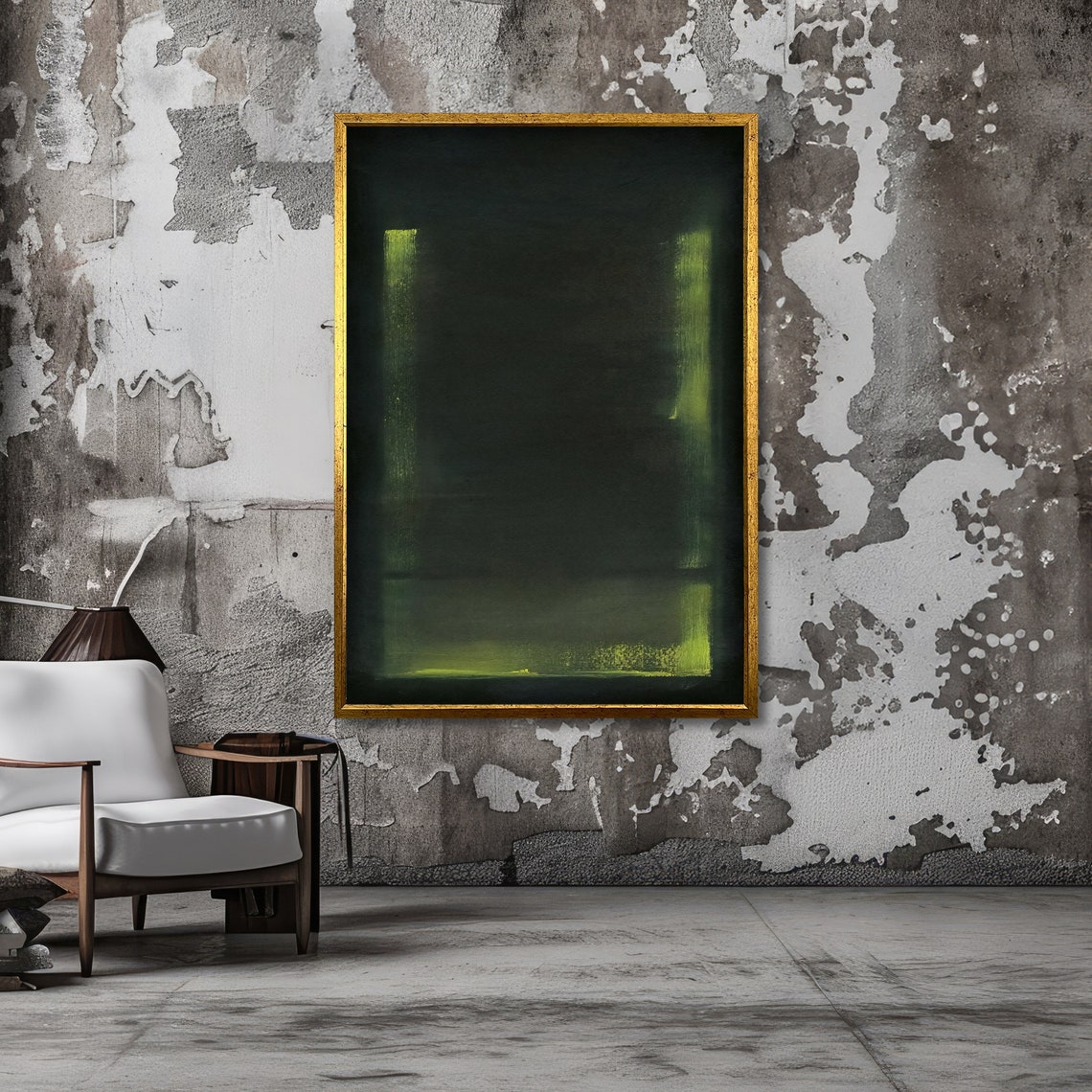 Subtle Dark Green Glow on Black Rothko Style Abstract Poster - Image 3