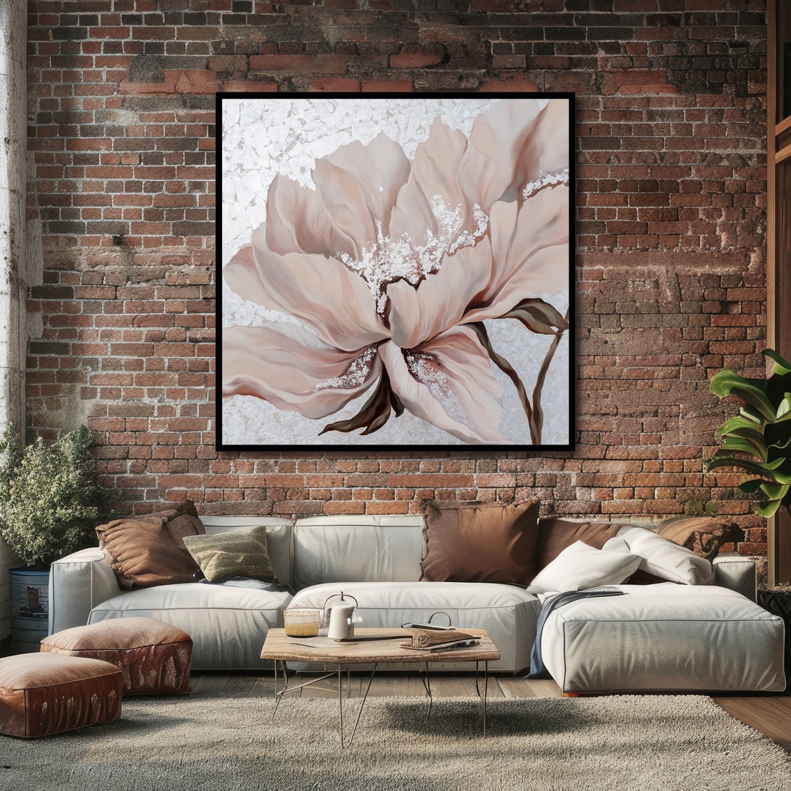 Blush Pink Peony With Silver Shimmer Elegant Floral Bloom Art Poster - Image 4