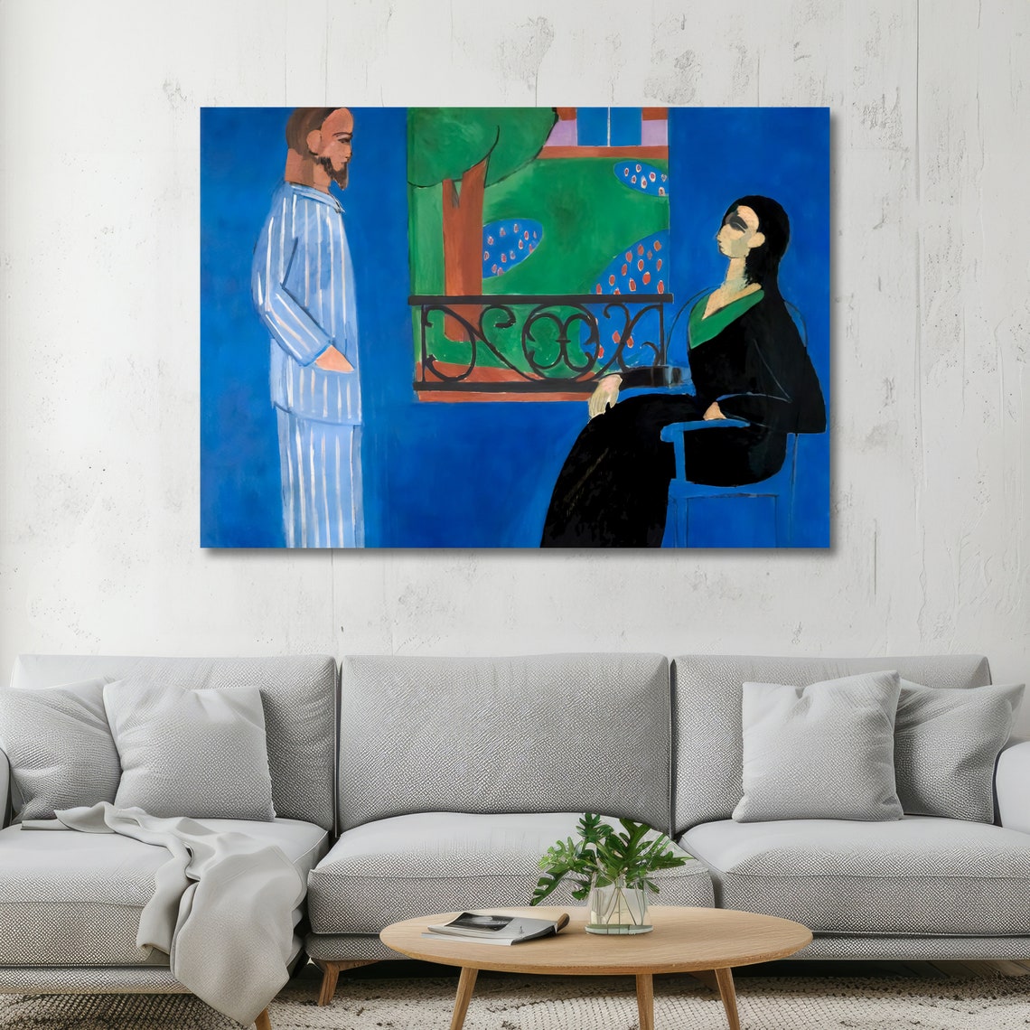 Conversation By The Balcony Matisse Inspired Art Bold Abstract Print Modern Wall Art Ready To Hang Decoration - Image 5