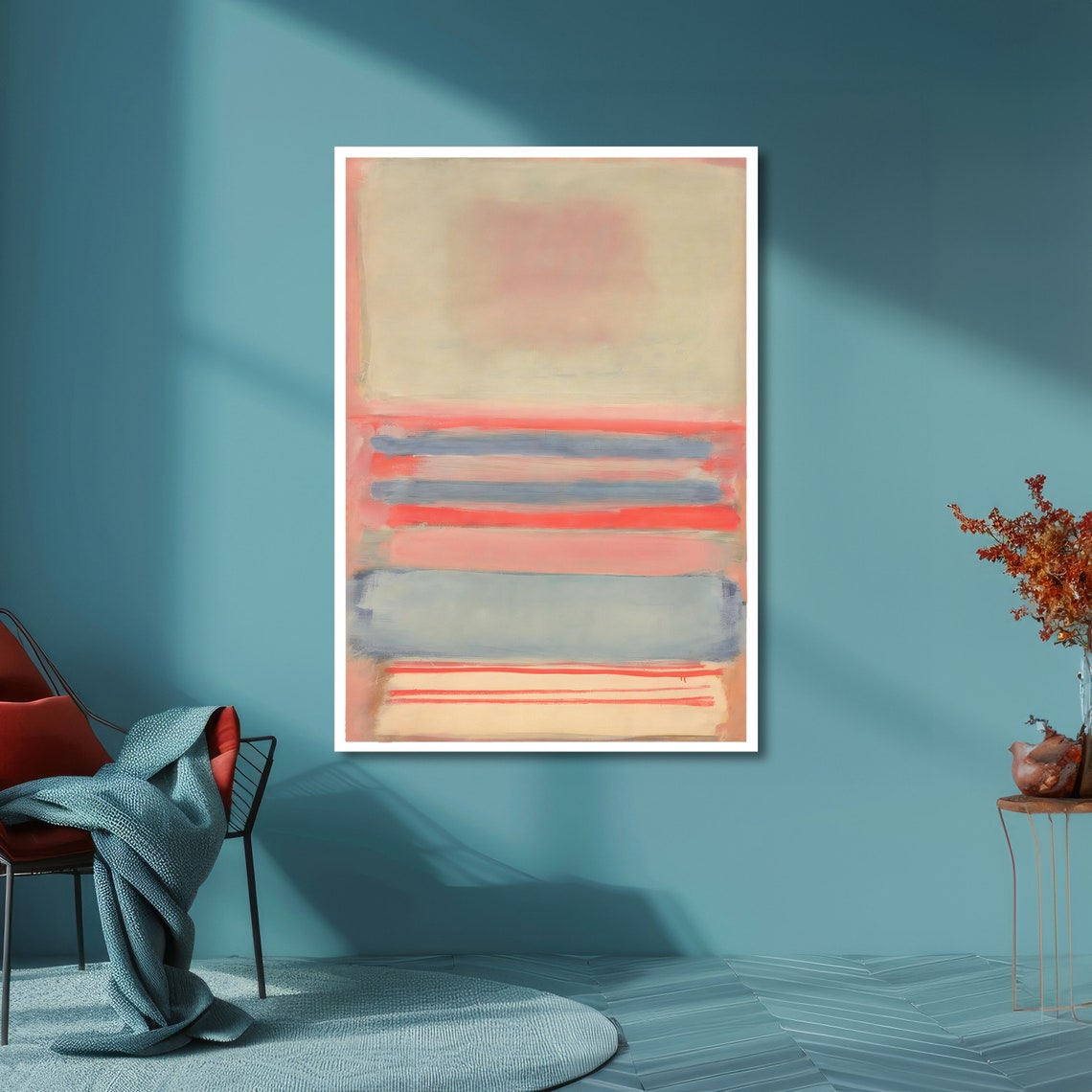 Soft Pastel Blush and Sky Stripes Rothko Style Abstract Poster - Image 6