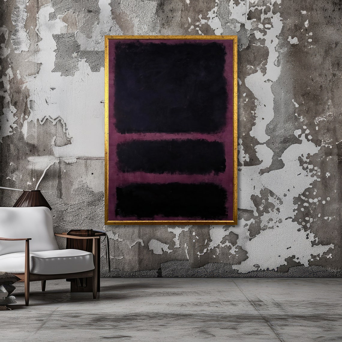 Dark Purple and Black Rothko-Inspired Moody Abstract Art Poster - Image 3
