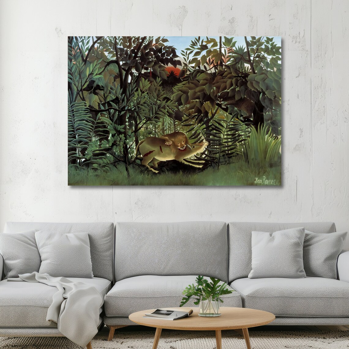 Rousseau Tiger and Buffalo Jungle Fight Exotic Wildlife Art Poster - Image 5