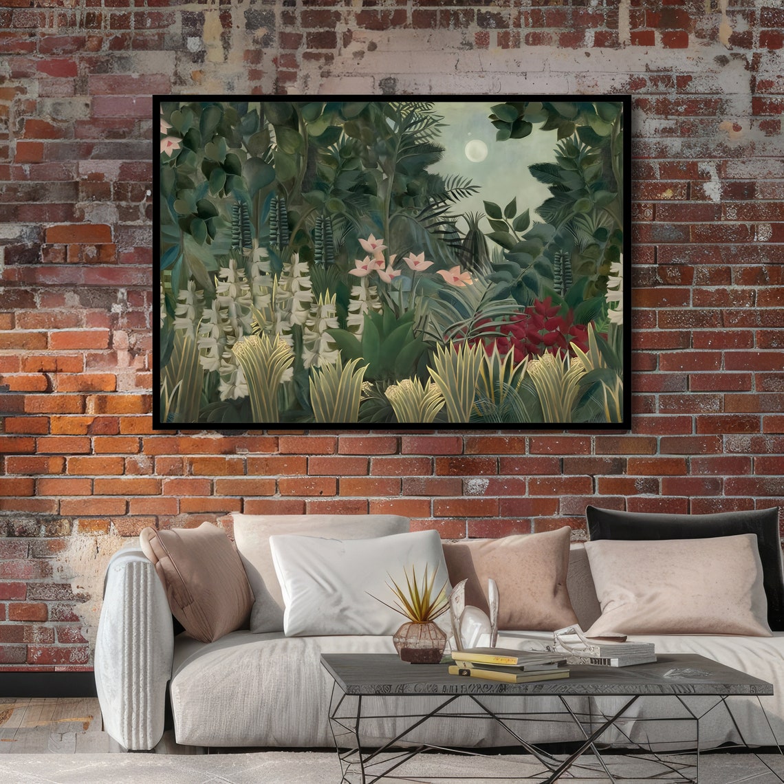 Moonlit Jungle Rousseau Inspired Art Bold Abstract Print Modern Wall Art Ready To Hang Decoration - Image 4