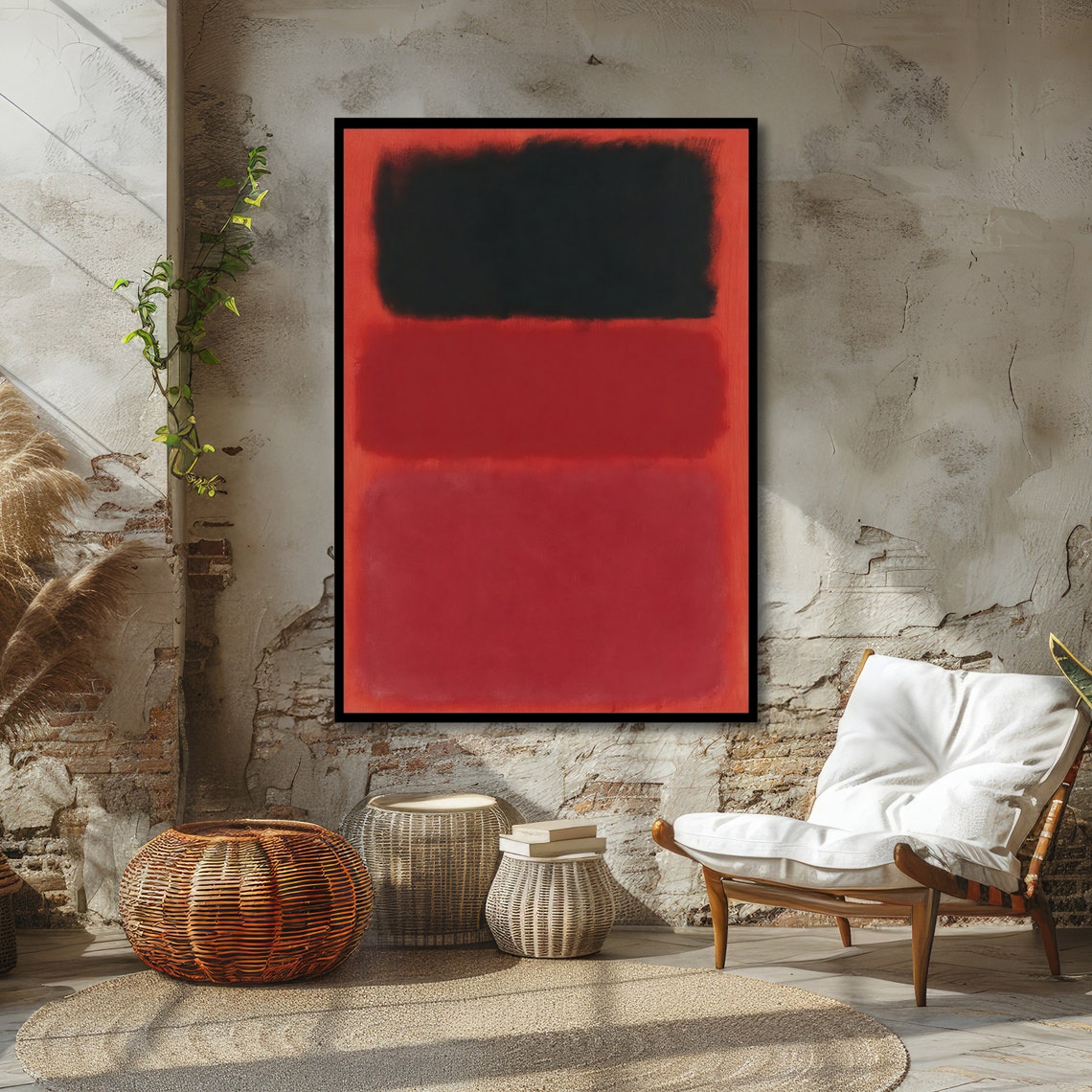 Scarlet Red and Black Rothko-Inspired Abstract Artwork Poster - Image 4