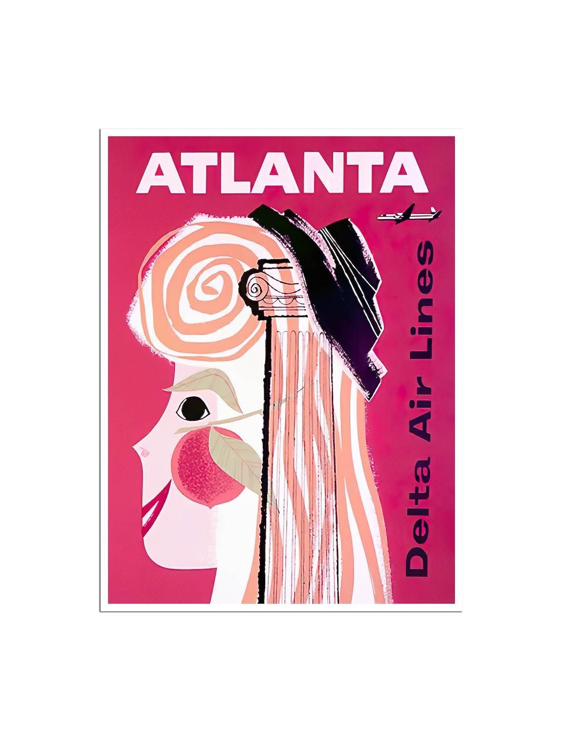Atlanta Georgia Delta Air Lines Pop Art Woman Vintage Airline Poster