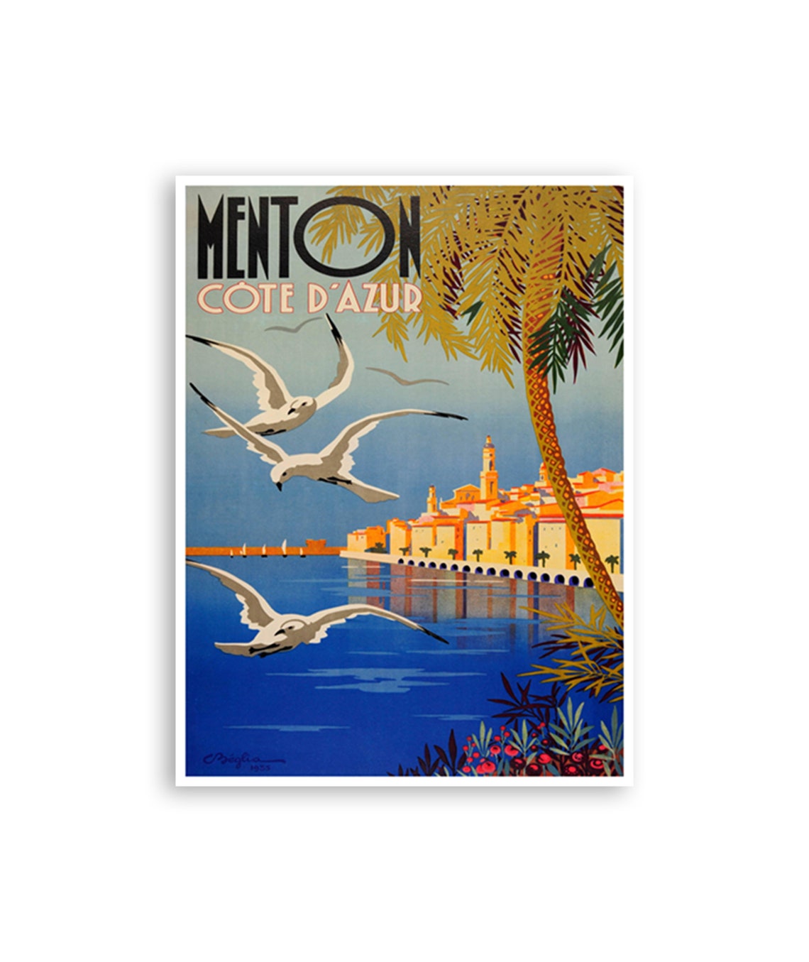 Menton France Art French Riviera Travel Poster Art Print French Vintage Home Decor Xr3117