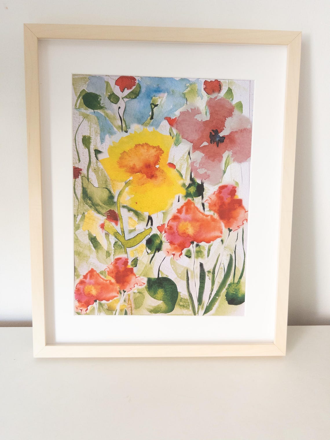Loose Watercolor Poppy Blossoms Wildflower Floral Garden Poster