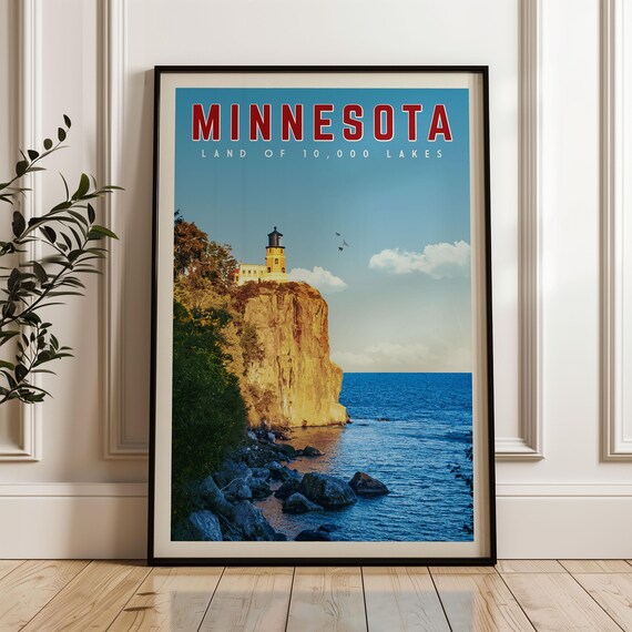 Minnesota Travel Map Poster Print, Minneapolis