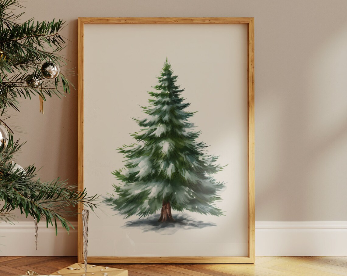 Christmas Tree Print, Vintage Style Winter Wall Art