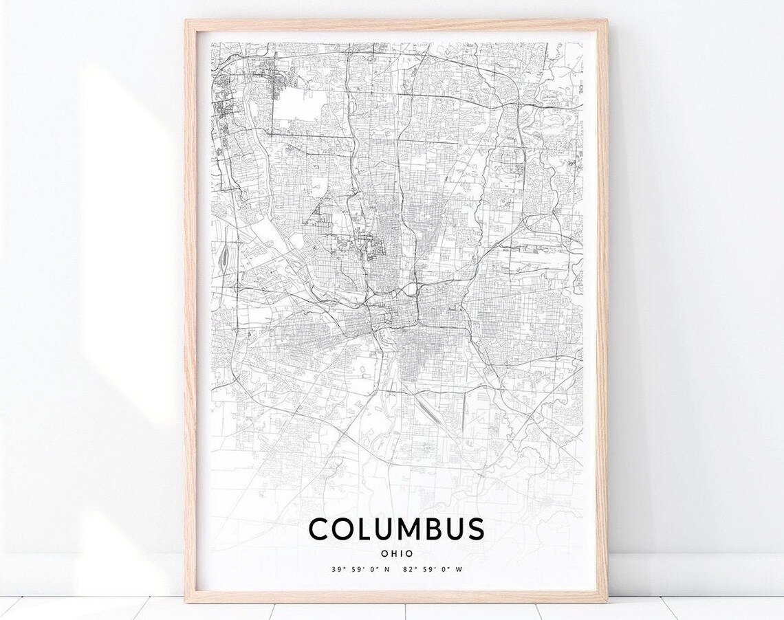 Columbus Map Print, Ohio Modern Minimalist Poster