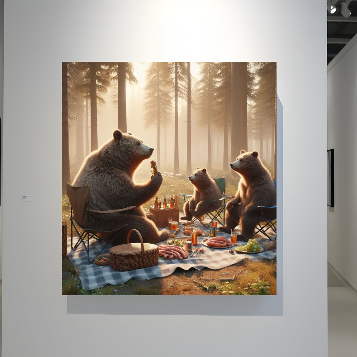 Three Brown Bears Enjoying A Forest Picnic Together Funny Poster - Image 3