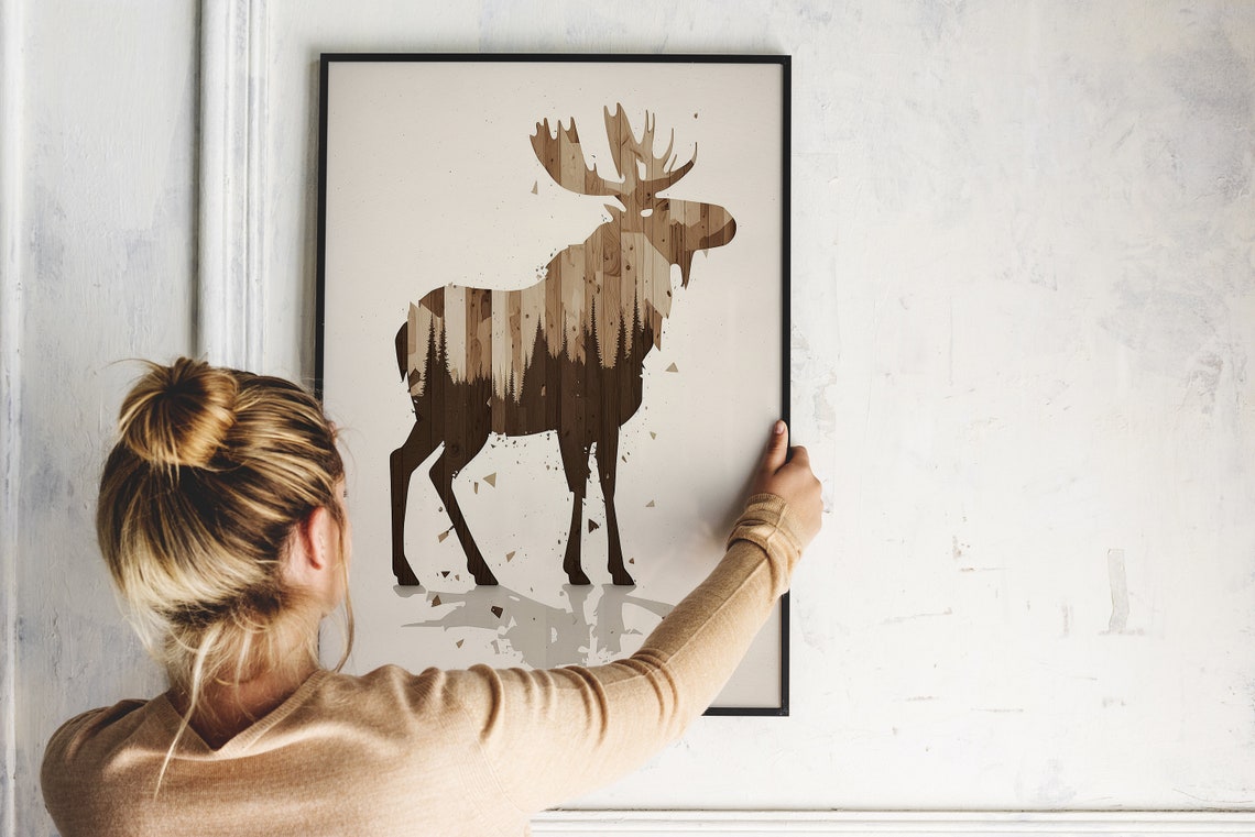 Moose Silhouette Forest Woodland Art Rustic Cabin Lodge Decor Print - Image 4