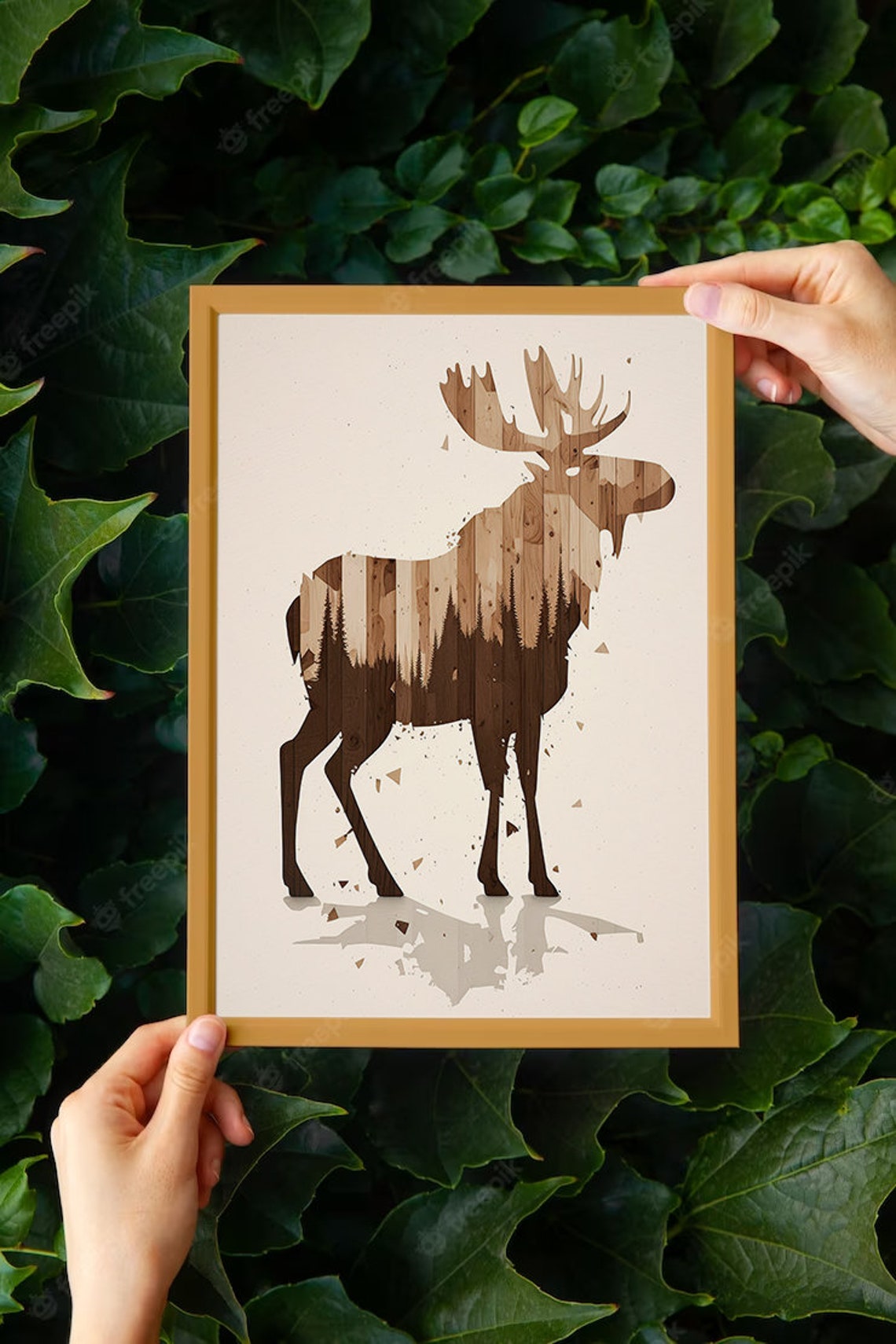 Moose Silhouette Forest Woodland Art Rustic Cabin Lodge Decor Print - Image 3