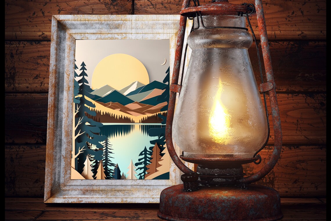 Mountain Wilderness Art Print, Neutral Modern Decor - Image 2