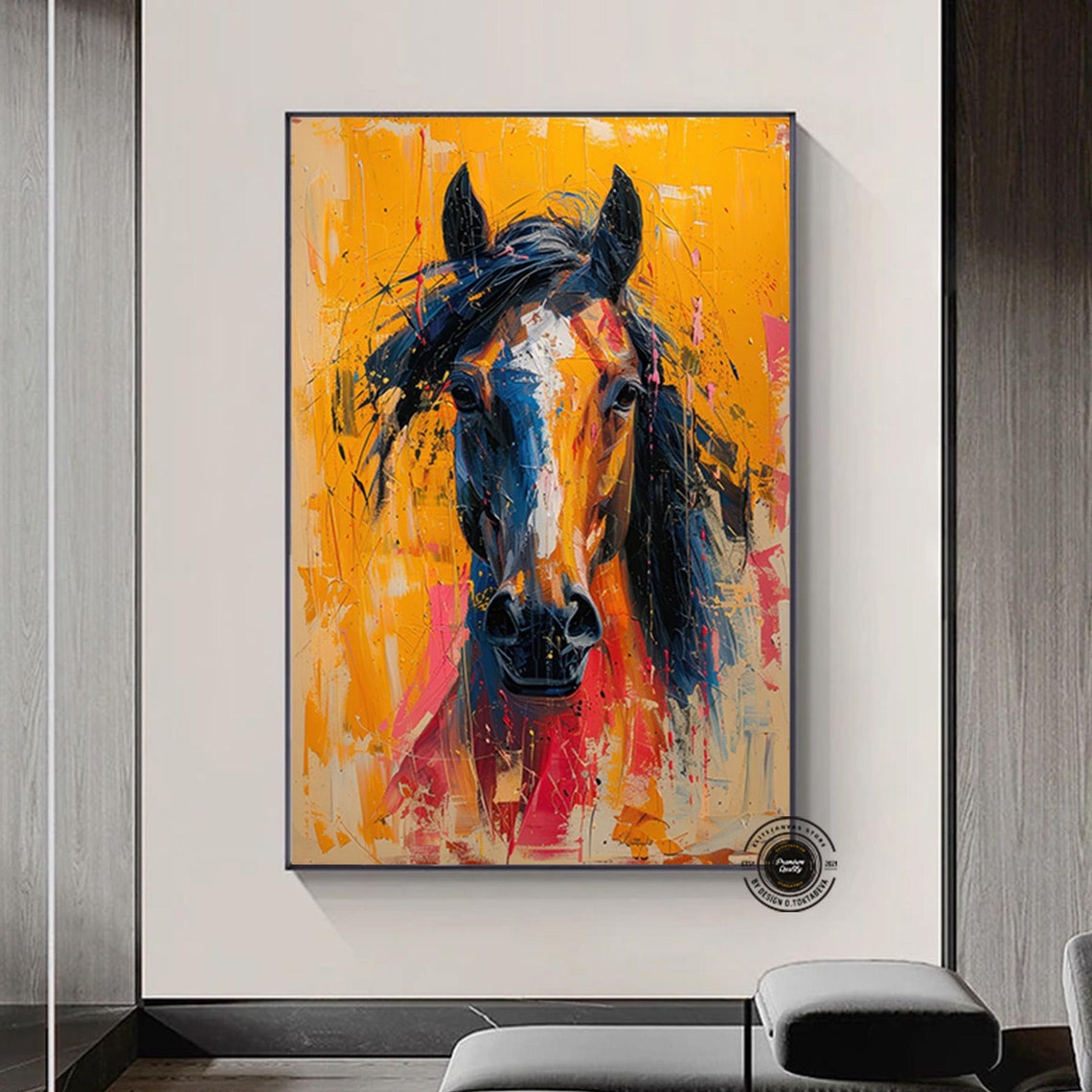 Horse Head Abstract Fiery Orange Colorful Expressionist Poster