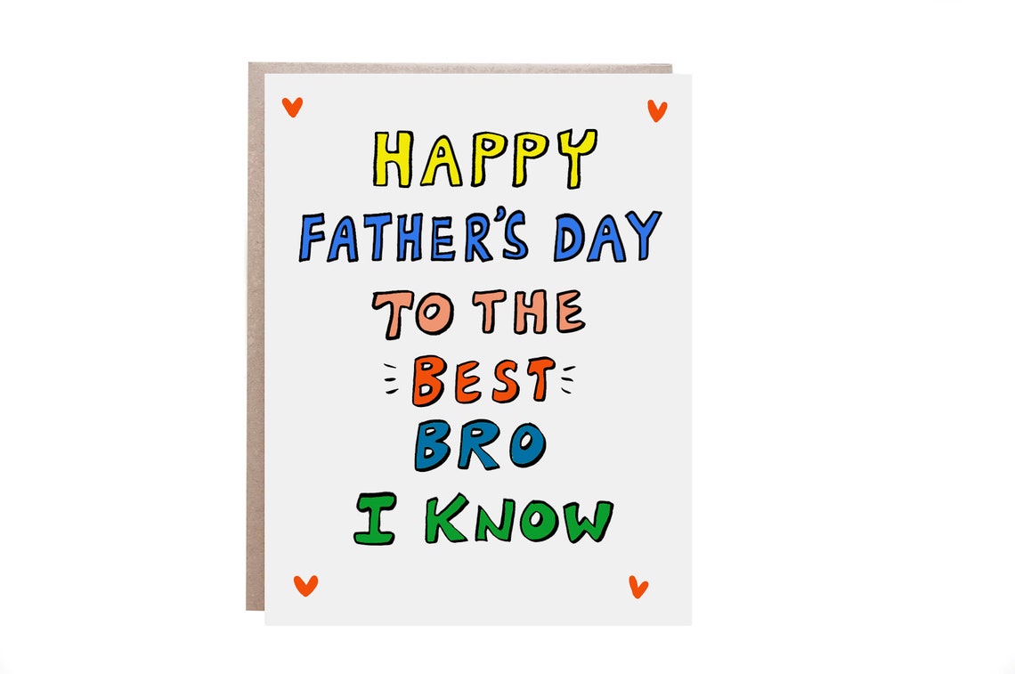 Happy Fathers Day Best Bro Rainbow Lettering Greeting Card Poster