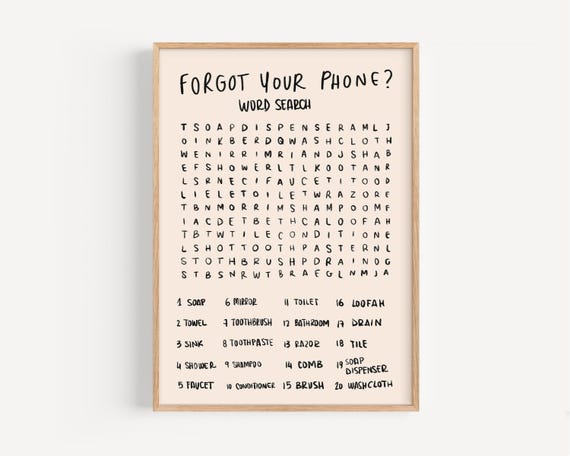 Forgot Your Phone Funny Word Search Minimalist