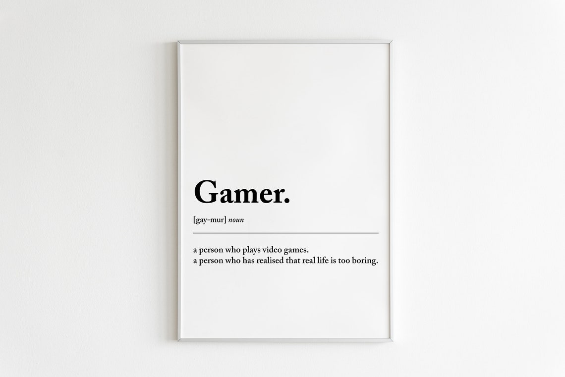 Gamer Definition Art Print, Boys Bedroom Decor
