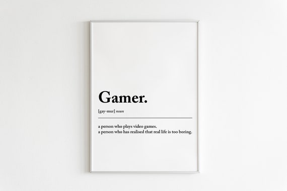 Gamer Definition Art Print, Boys Bedroom Decor